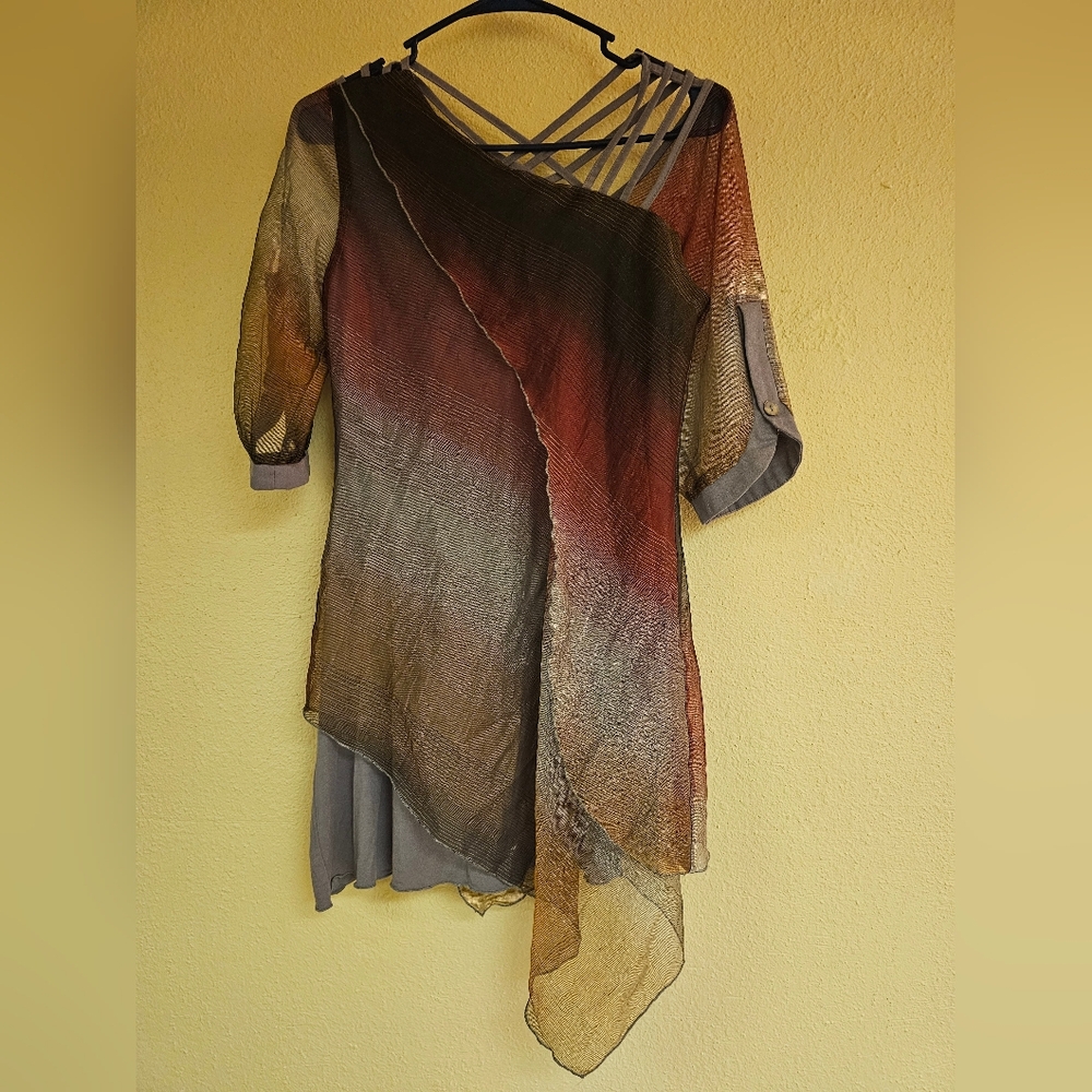 Elegant Multicolor Asymmetrical Women's Blouse